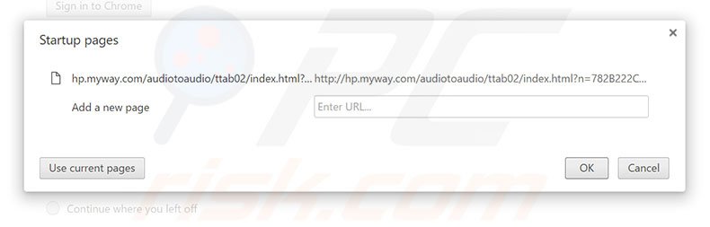 Removing hp.myway.com from Google Chrome homepage