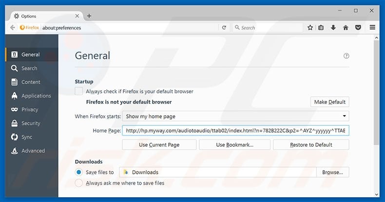 Removing hp.myway.com from Mozilla Firefox homepage