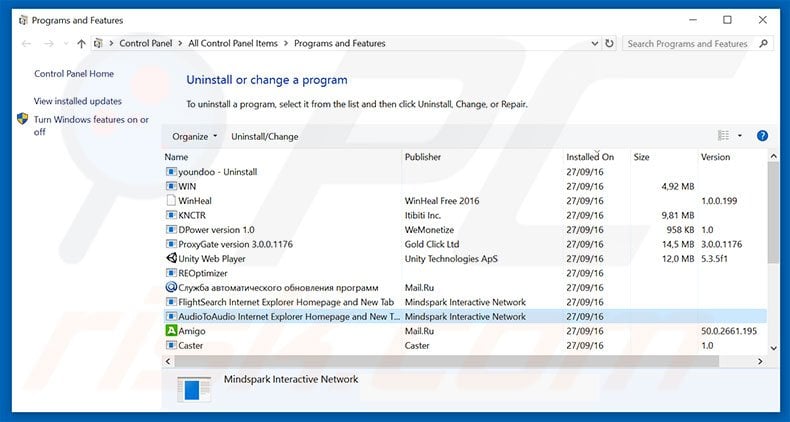 hp.myway.com browser hijacker uninstall via Control Panel