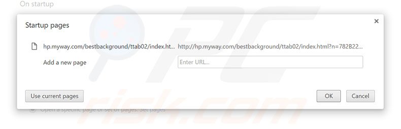 Removing hp.myway.com from Google Chrome homepage