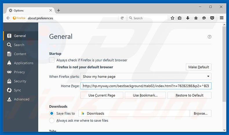 Removing hp.myway.com from Mozilla Firefox homepage