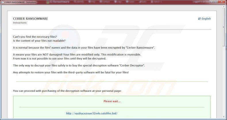 cerber ransomware README.hta file