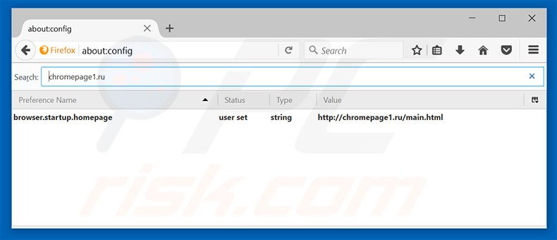 Removing chromepage1.ru from Mozilla Firefox default search engine