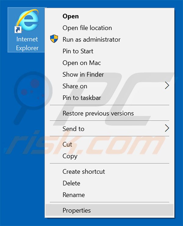 Removing doseofhealthy.com from Internet Explorer shortcut target step 1