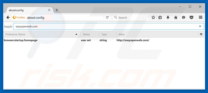 Removing easyopenweb.com from Mozilla Firefox default search engine