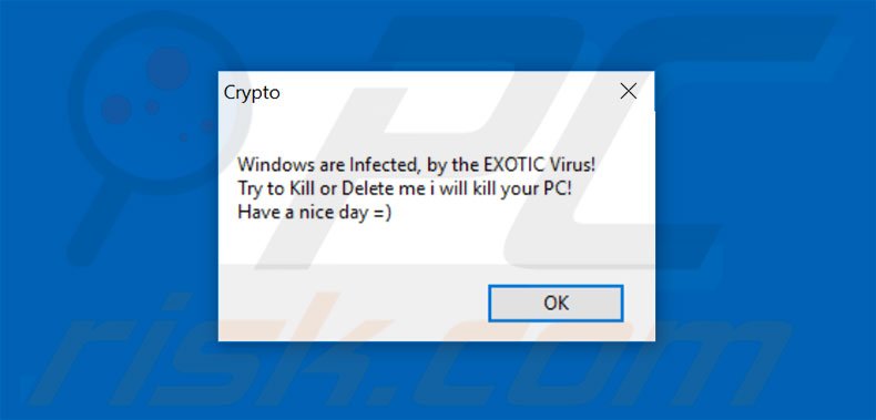 Exotic ransomware pop-up