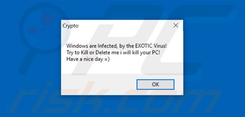 Exotic ransomware pop-up