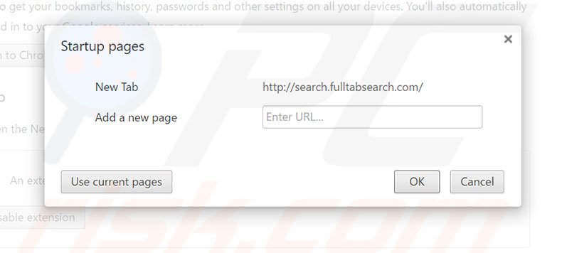 Removing search.fulltabsearch.com from Google Chrome homepage