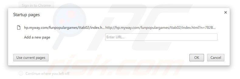 Removing hp.myway.com from Google Chrome homepage
