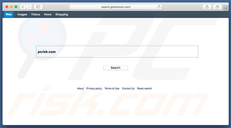 search.goldraiven.com browser hijacker on a Mac computer