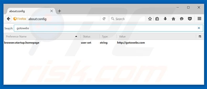 Removing gotowebs.com from Mozilla Firefox default search engine