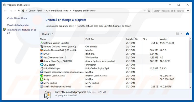 hao.7654.com browser hijacker uninstall via Control Panel