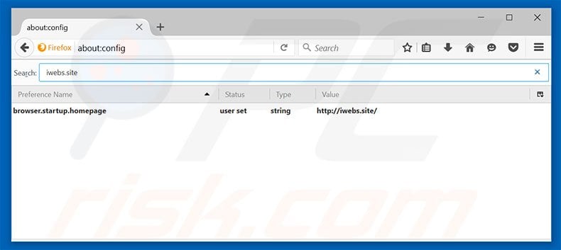 Removing iwebs.site from Mozilla Firefox default search engine