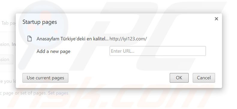 Removing iyi123.com from Google Chrome homepage