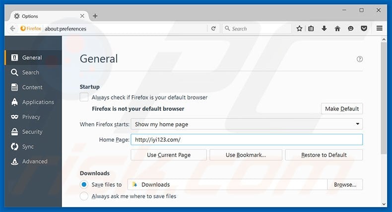 Removing iyi123.com from Mozilla Firefox homepage