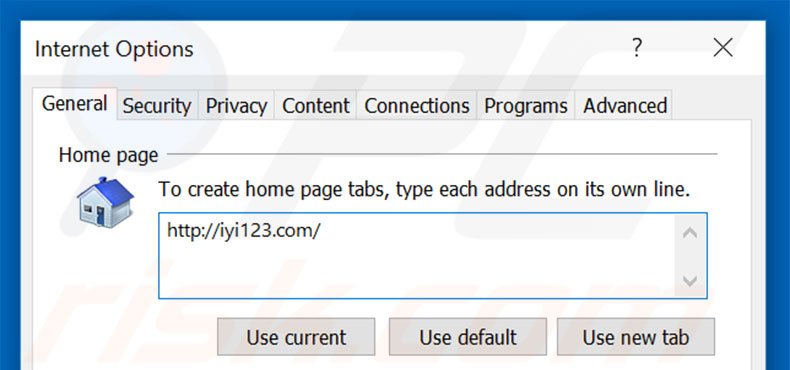 Removing iyi123.com from Internet Explorer homepage