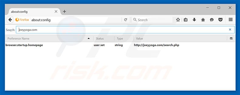 Removing joeyyoga.com from Mozilla Firefox default search engine