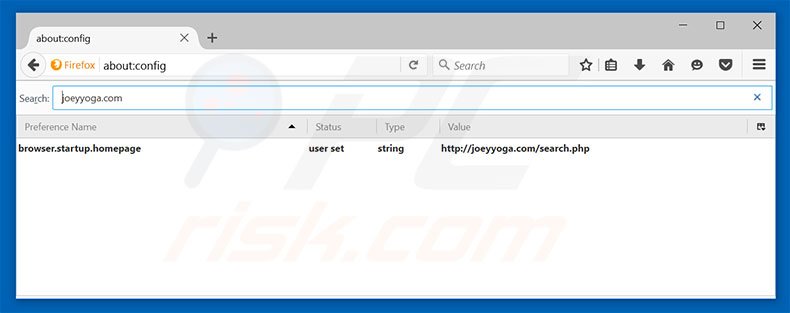 Removing joeyyoga.com from Mozilla Firefox default search engine