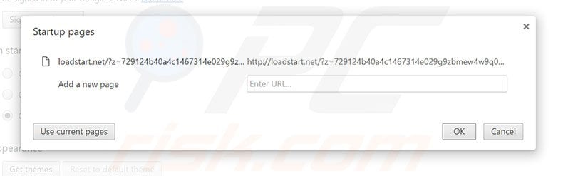 Removing loadstart.net from Google Chrome homepage