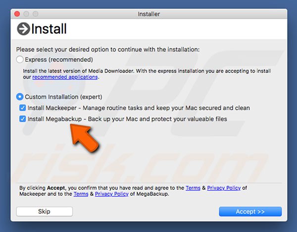 Rogue installer used to distribute MegaBackup PUP