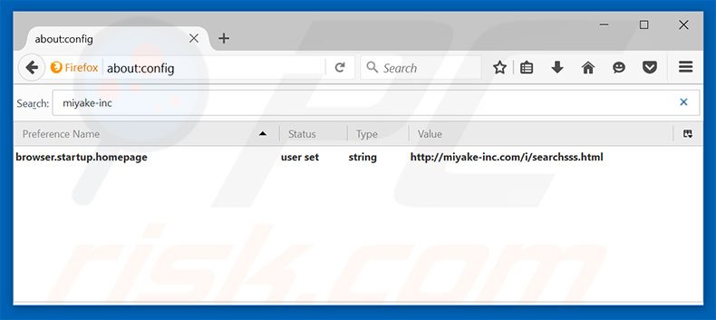 Removing miyake-inc.com from Mozilla Firefox default search engine