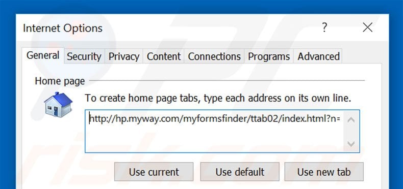 Removing hp.myway.com from Internet Explorer homepage