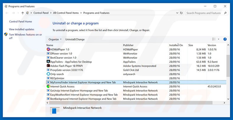 hp.myway.com browser hijacker uninstall via Control Panel