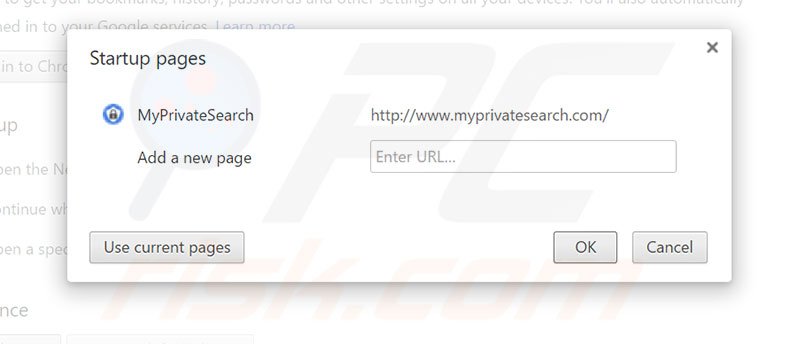 Removing myprivatesearch.com from Google Chrome homepage
