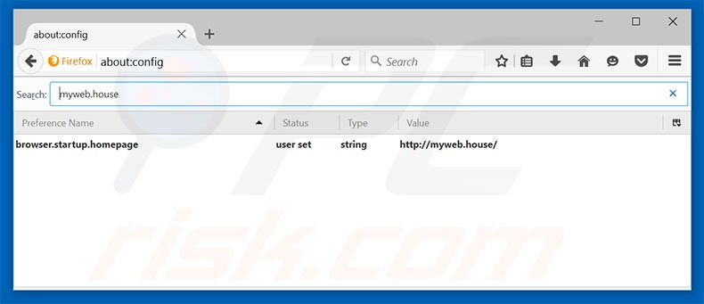 Removing myweb.house from Mozilla Firefox default search engine