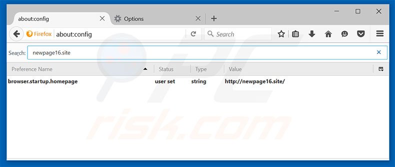 Removing newpage16.site from Mozilla Firefox default search engine