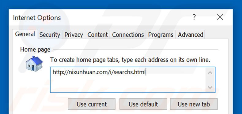 Removing nixunhuan.com from Internet Explorer homepage