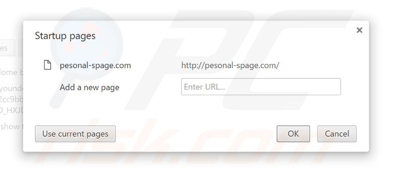 Removing pesonal-spage.com from Google Chrome homepage