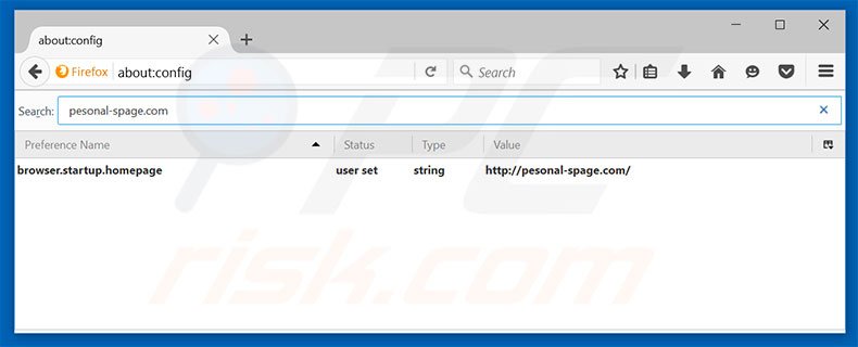 Removing pesonal-spage.com from Mozilla Firefox default search engine