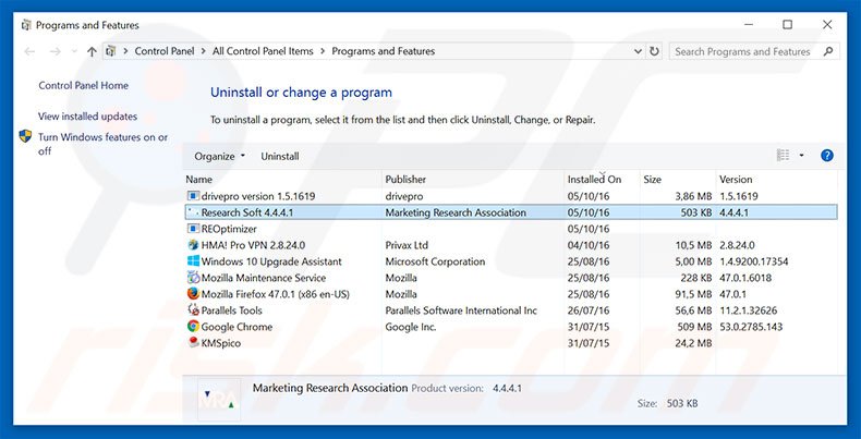Research Soft adware uninstall via Control Panel