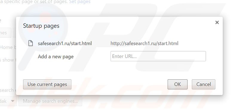 Removing safesearch1.ru from Google Chrome homepage
