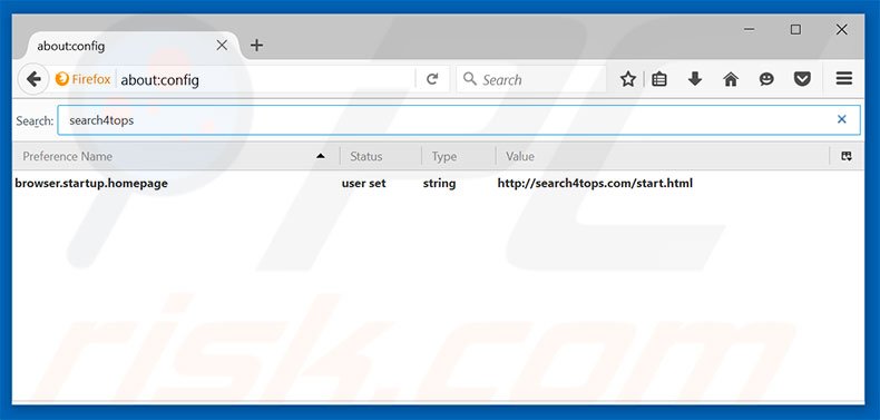 Removing search4tops.com from Mozilla Firefox default search engine