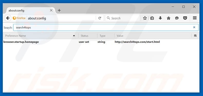 Removing search4tops.com from Mozilla Firefox default search engine