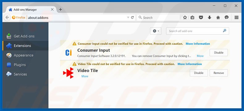 Removing searchdisk.de related Mozilla Firefox extensions