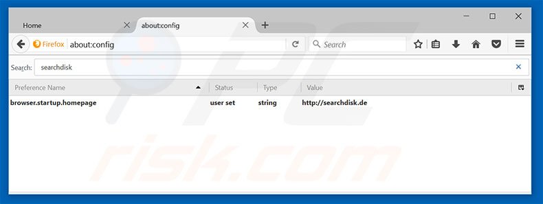 Removing searchdisk.de from Mozilla Firefox default search engine