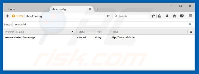 Removing searchdisk.de from Mozilla Firefox default search engine