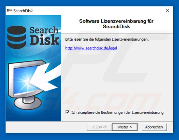 Official Search Disk browser hijacker installation setup
