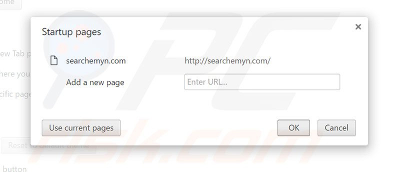 Removing searchemyn.com from Google Chrome homepage