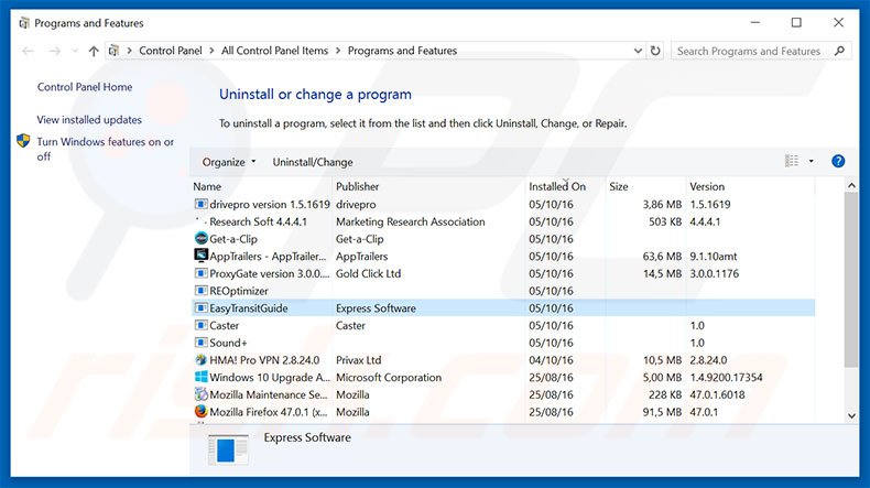 search.searchetg.com browser hijacker uninstall via Control Panel