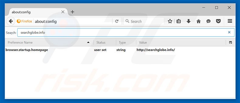 Removing searchglobe.info from Mozilla Firefox default search engine