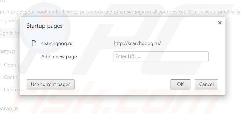 Removing searchgoog.ru from Google Chrome homepage