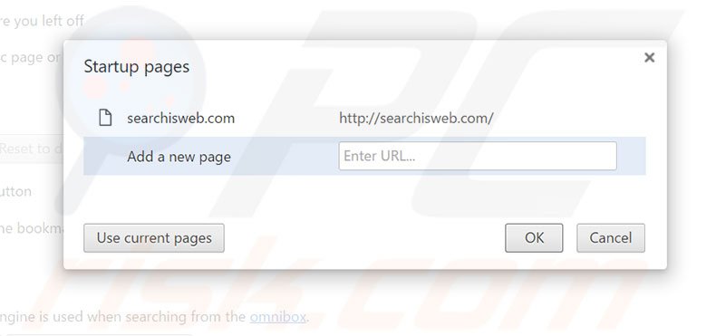 Removing searchisweb.com from Google Chrome homepage