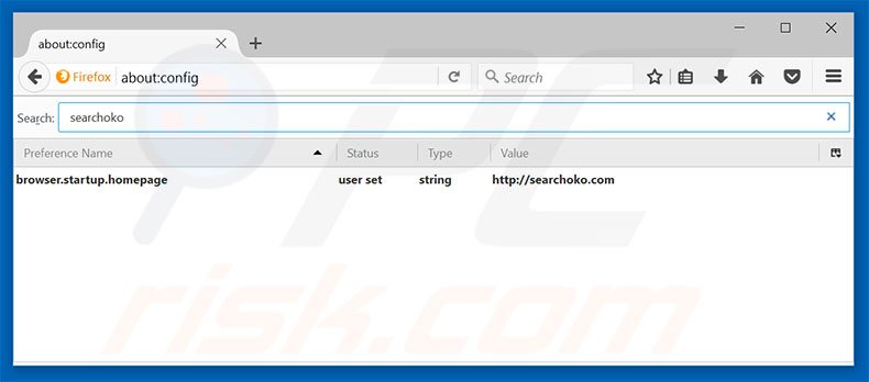 Removing searchoko.com from Mozilla Firefox default search engine