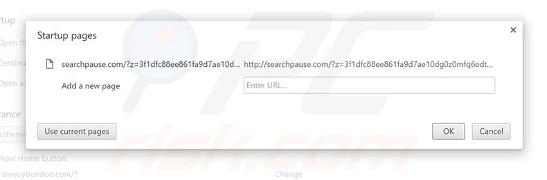 Removing searchpause.com from Google Chrome homepage