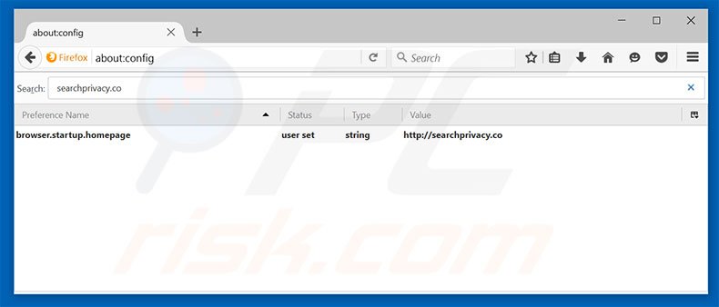 Removing searchprivacy.co from Mozilla Firefox default search engine