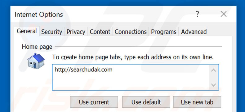 Removing searchudak.com from Internet Explorer homepage